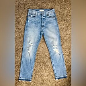 MOTHER SUPERIOR High Waisted Hiker Hover Undone Hem On My Knees Jeans!